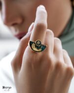 انگشتر عقیق سبز طاووس