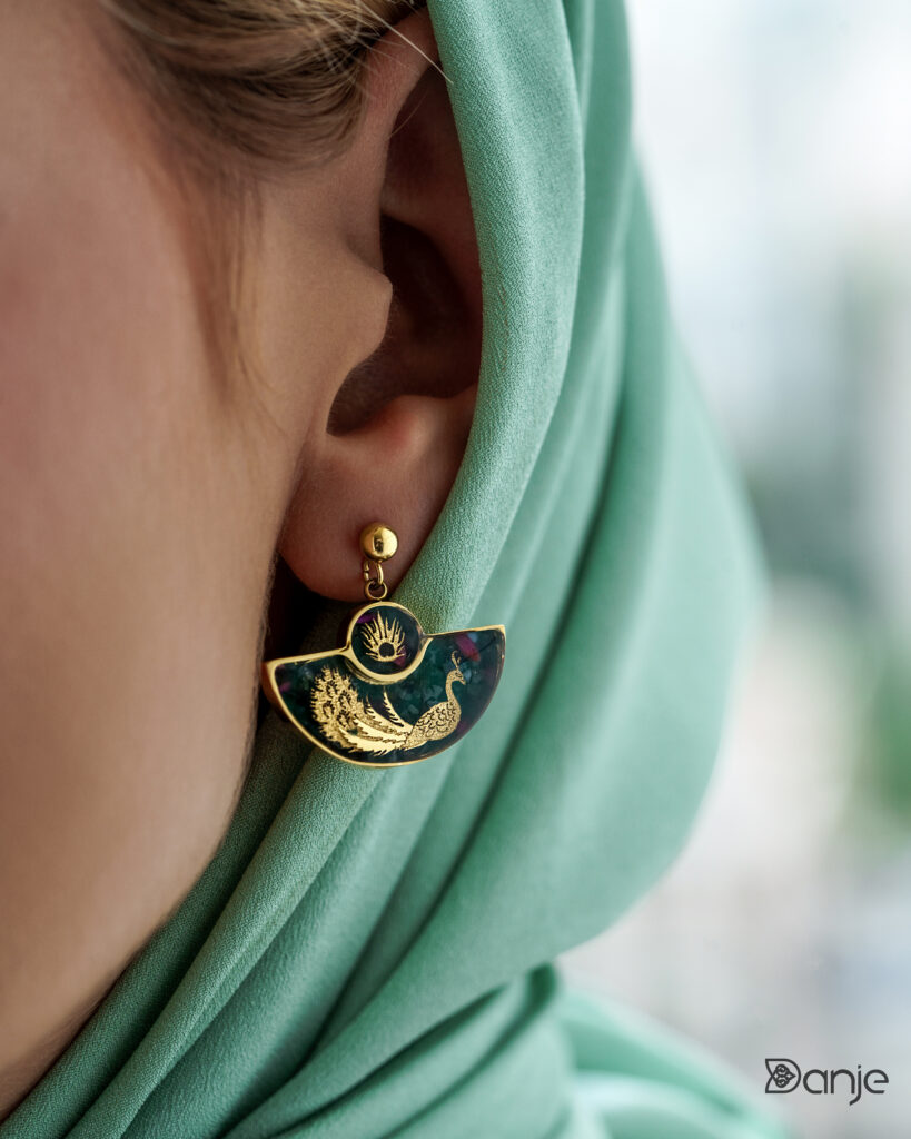 گوشواره عقیق سبز طاووس