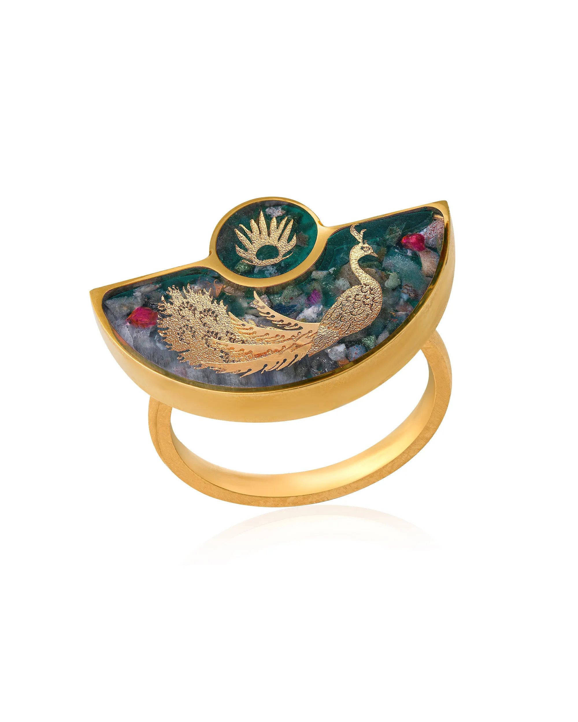 Ring__11_11zon انگشتر عقیق سبز طاووس - Image 1