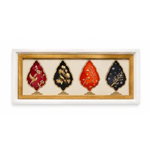تابلو فصلستان چهار فصل با ورق طلا ۲۴ عیار و دوقاب سفید طلایی دانژه